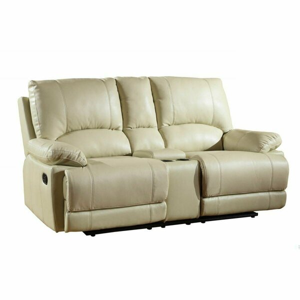 Homeroots 41 in. Stylish Beige Leather Console Loveseat 329415